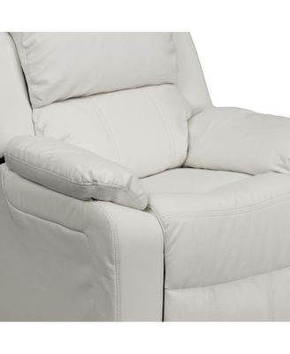 Deluxe Vinyl Padded Contemporary Kids Recliner With Storage Arms
