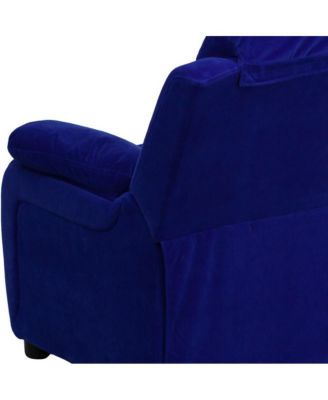Deluxe Vinyl Padded Contemporary Kids Recliner With Storage Arms
