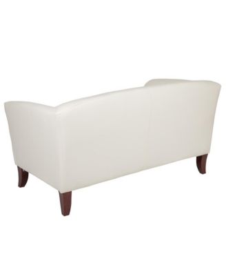 Leathersoft Reception/Living Room Loveseat With Cherry Wood Feet