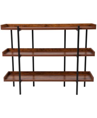 1 Pc, 35"H Metal Frame Raised Border 3-Tier Industrial Shelving Unit