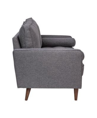 Holden Upholstered Mid-Century Modern Pocket Spring Loveseat With Wooden Legs And Removable Back Cushions