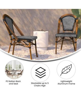 Sacha Stacking Bistro Chair With Pe Seat And Back And Aluminum Frame For Indoor/Outdoor Use