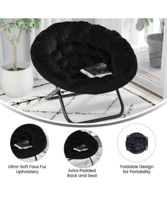 1 Count With Cozy Faux Fur Cushion And Metal Frame For Dorms, Bedrooms, Apartments And More - Ersa Oversize Folding Saucer Chair