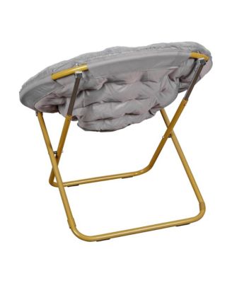 1 Count With Cozy Faux Fur Cushion And Metal Frame For Dorms, Bedrooms, Apartments And More - Ersa Oversize Folding Saucer Chair