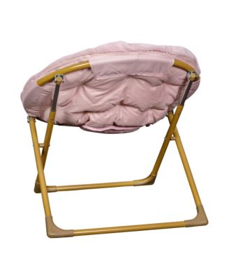 Io Kid'S Folding Saucer Chair With Cozy Faux Fur Upholstery And Metal Frame For Playroom, Bedrooms, Nursery And More