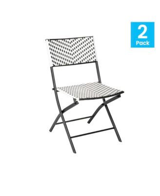 Ciel Set Of Two Folding Bistro Chairs In Pe Rattan With Metal Frames For Indoor And Outdoor Use