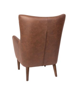 Regal Traditional Wingback Accent Chair, Upholstery And Wooden Frame And Legs