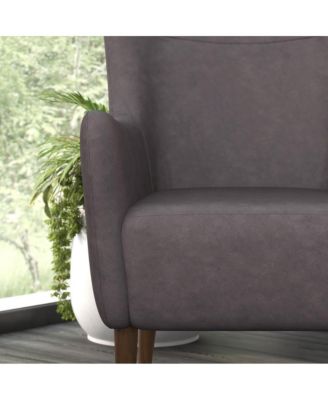 Regal Traditional Wingback Accent Chair, Upholstery And Wooden Frame And Legs
