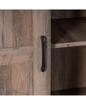 Finnoula Farmhouse Storage Cabinet, Semi-Open Storage With Sliding Barn Door