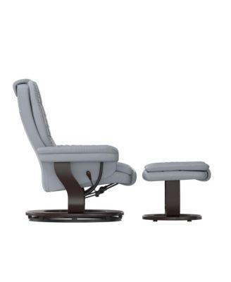 EMMA + OLIVER 2 Pc  LeatherSoft Multi-Position Recliner,   Mahogany Wood Frame  Recliner Set