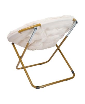 1 Count With Cozy Faux Fur Cushion And Metal Frame For Dorms, Bedrooms, Apartments And More - Ersa Oversize Folding Saucer Chair