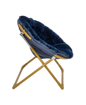 Io Kid'S Folding Saucer Chair With Cozy Faux Fur Upholstery And Metal Frame For Playroom, Bedrooms, Nursery And More