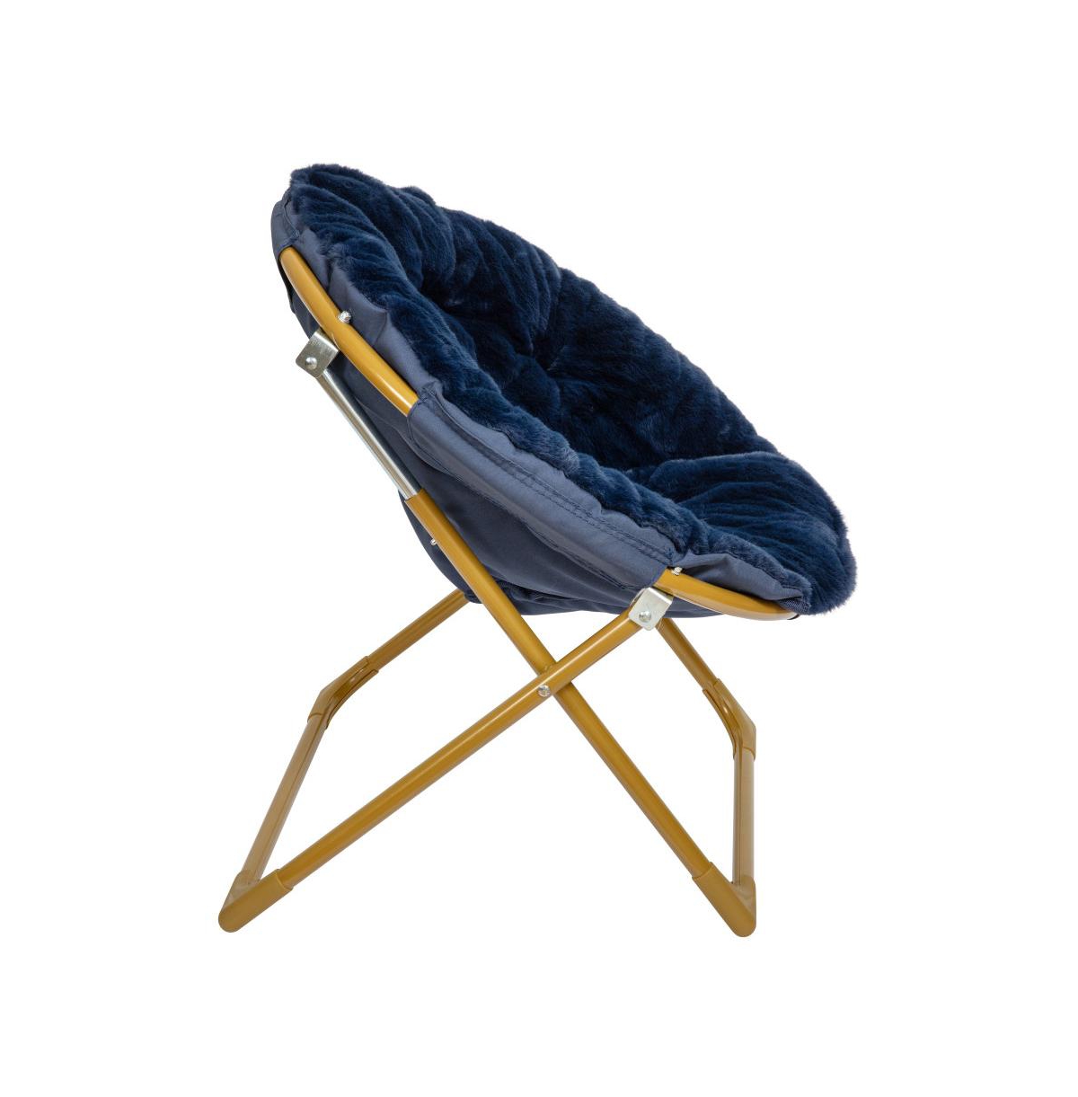 Emma+Oliver Io Kid'S Folding Saucer Chair With Cozy Faux Fur Upholstery And Metal Frame For Playroom, Bedrooms, Nursery And More -soft