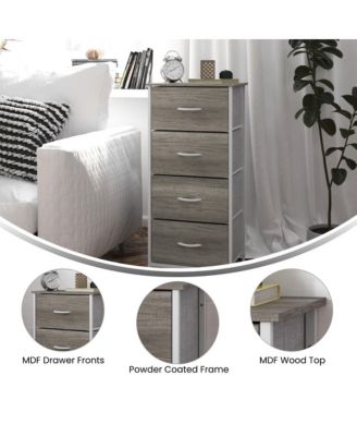 Marley 4 Drawer Storage Dresser With Cast Iron Frame, Wood Top And Easy Pull Engineered Wood Drawers With Wooden Handles