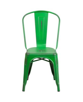 Banks Indoor/Outdoor Stacking Metal Dining Chair With Single Slat Back And Distressed Powder Coated Finish