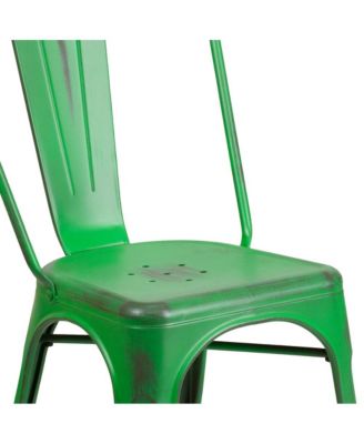 Banks Indoor/Outdoor Stacking Metal Dining Chair With Single Slat Back And Distressed Powder Coated Finish