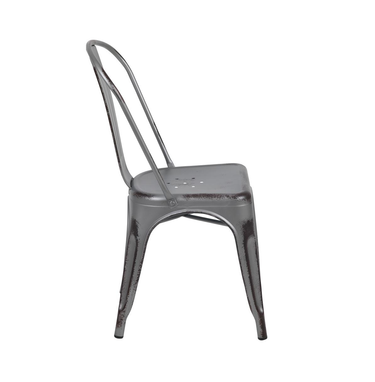 Merrick Lane Banks Indoor/Outdoor Stacking Metal Dining Chair With Single Slat Back And Distressed Powder Coated Finish