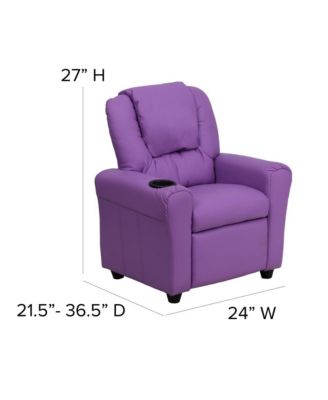 Contemporary Kids Single Wood Cup Holder, Headrest  Recliner Chair