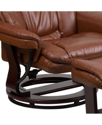 EMMA + OLIVER  Standard Size  Wood Base & Foam Upholstery  Multi-Position Recline, Swivel Base, Curved Ottoman Recliner Chair Set