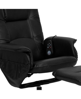 Massaging Multi-Position Recliner With Deep Side Pockets And Ottoman With Wrapped Base