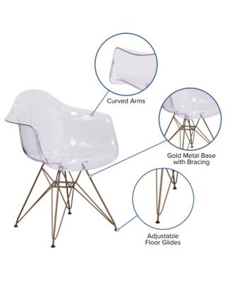 2 Pack Transparent Side Chair With Solid Base
