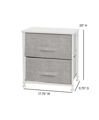 2 Drawer Storage Stand With Wood Top & Dark Fabric Pull Drawers