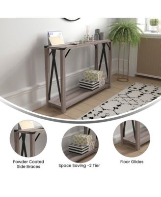 Green River Modern Farmhouse Engineered Wood Sofa Table And Powder Coated Steel Accents