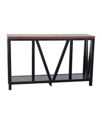 Erikson Modern Farmhouse Engineered Wood Sofa Table With Wood Bracing And Lower Shelf