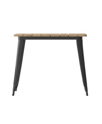 Dryden Indoor/Outdoor Dining Table With Umbrella Hole, 36" Square All Weather Poly Resin Top And Steel Base