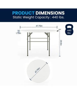 4-Foot Round Bi-Fold Plastic Banquet And Event Folding Table With Carrying Handle