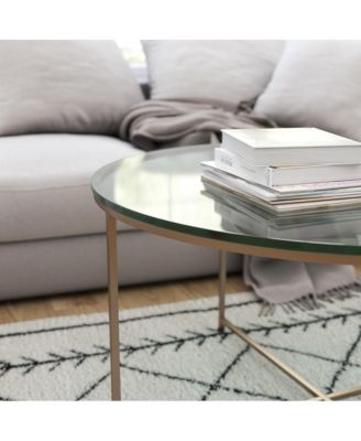 Fairdale Coffee Table With Round Cross Brace Frame