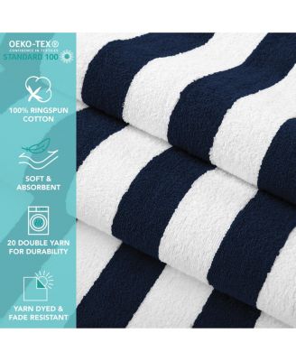 California Cabana Beach Towel (4 Pack, 30x70 in.), Striped, Soft Ringspun Cotton, Oversized Cabana Pool Towel
