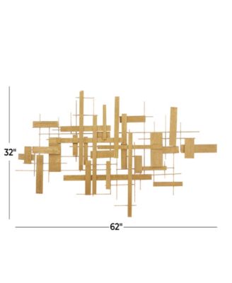 by Cosmopolitan Gold Metal 3D Stripes Geometric Wall Decor 62" x 2" x 32"