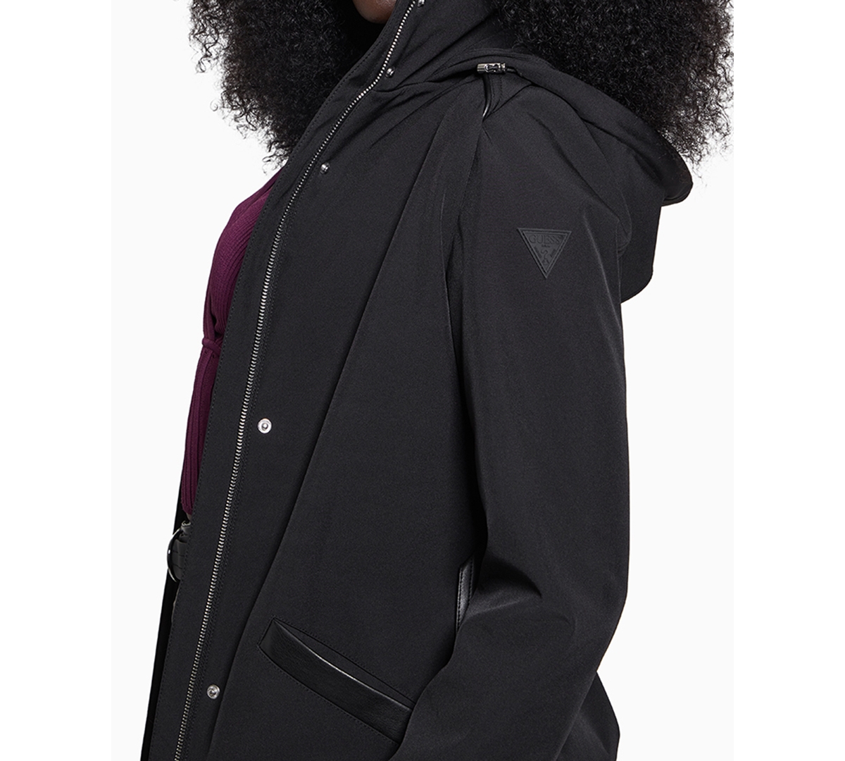 Guess Women's Faux-Fur-Trim Hooded Belted Raincoat