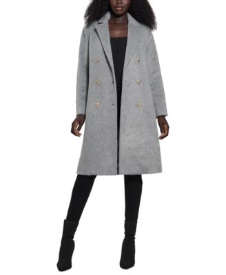 Women's Textured Double-Breasted Notched-Collar Coat