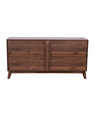 Beverly Mid-Century Modern Wooden Buffet with Soft-Close Doors, Shelving and Sleek Tapered Legs with Floor Glides