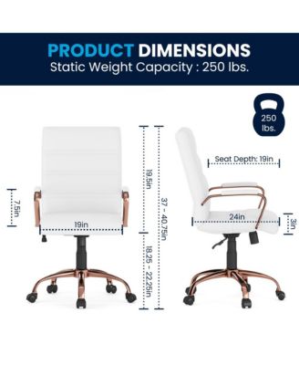 Milano Contemporary Mid-Back Home Office Chair With Padded Arms