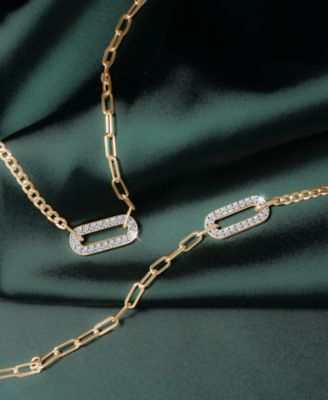 Diamond Two-Chain Link 18" Pendant Necklace (3/4  ct. t.w.) in Gold Vermeil, Created for Macy's