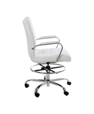 Tevia Mid-Back Drafting Chair With Adjustable Foot Ring Upholstered Swivel Chair With Chrome Base