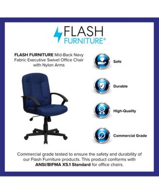 Mid-Back Fabric Executive Swivel Office Chair With Nylon Arms