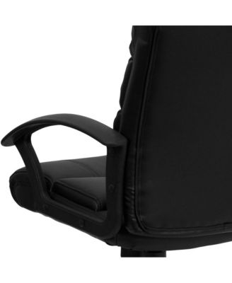 Mid-Back Leather Swivel Task Office Chair With Accent Divided Back And Arms
