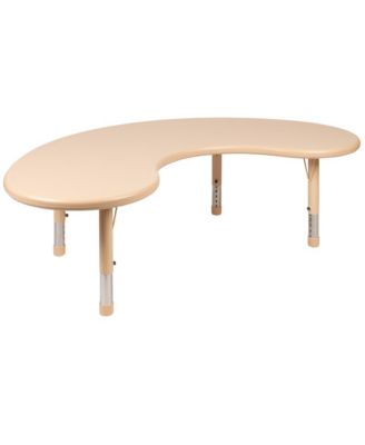 35"W X 65"L Half-Moon Plastic Height Adjustable Activity Table Set With 4 Chairs
