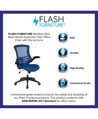 Mid-Back Mesh Swivel Ergonomic Task Office Chair With Flip-Up Arms