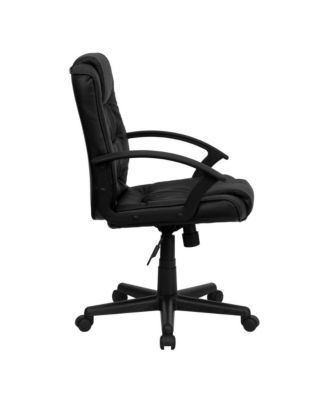 Mid-Back Leather Ripple And Accent Stitch Upholstered Swivel Task Office Chair With Arms