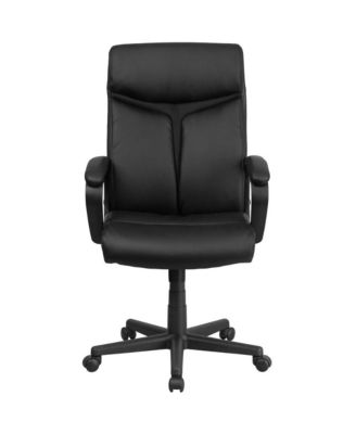 High Back Leather Executive Swivel Office Chair With Slight Mesh Accent And Arms
