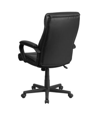 High Back Leather Executive Swivel Office Chair With Slight Mesh Accent And Arms