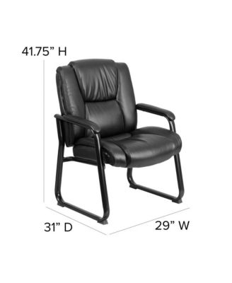 1 PC Leather Big & Tall 500 Lb. Rated Tufted Executive Side Reception Chair With Sled Base