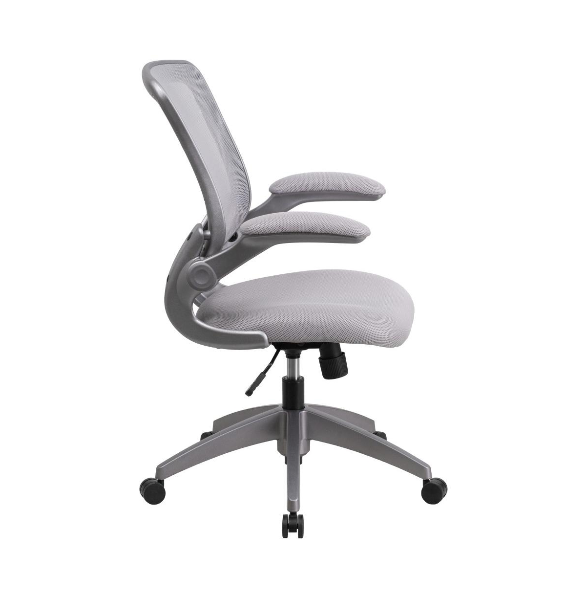 Emma+Oliver Mid-Back Mesh Swivel Ergonomic Task Office Chair WithFrame & Flip-Up Arms - Gray