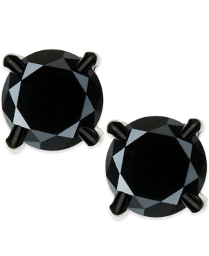 image of Men-s Black Diamond stud Earrings in Stainless Steel (2 ct. t.w.)