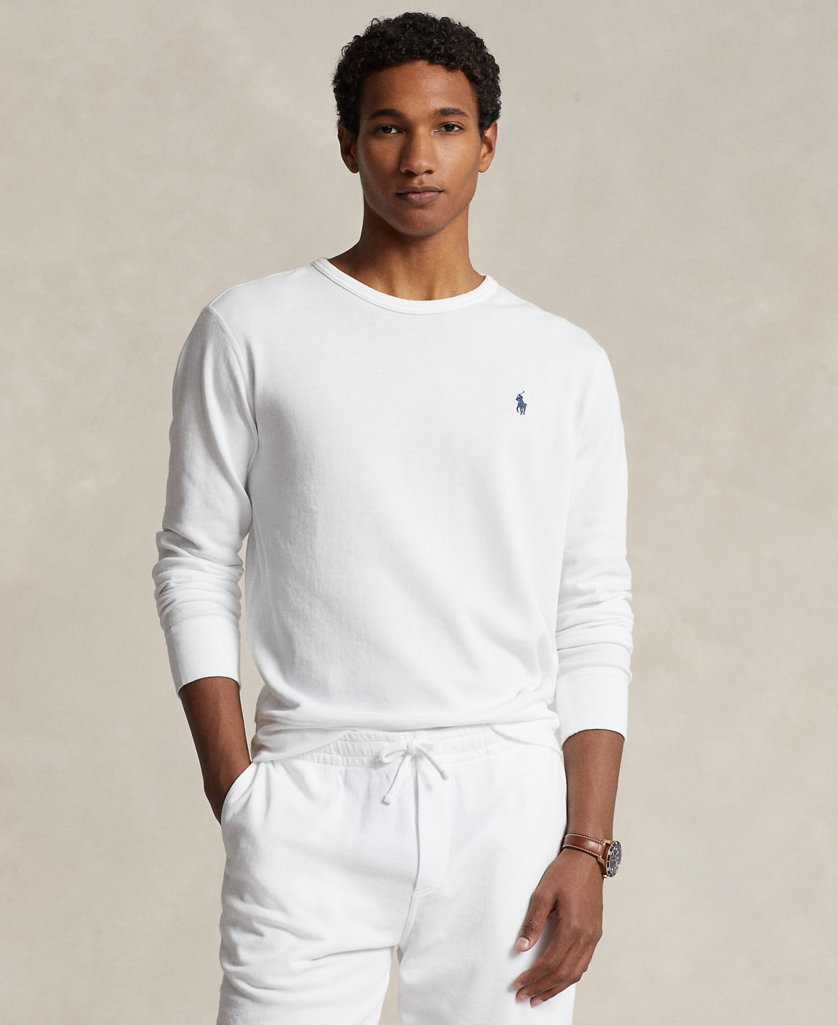Shop Polo Ralph Lauren Men's Cotton French Terry Sweatshirt In White
